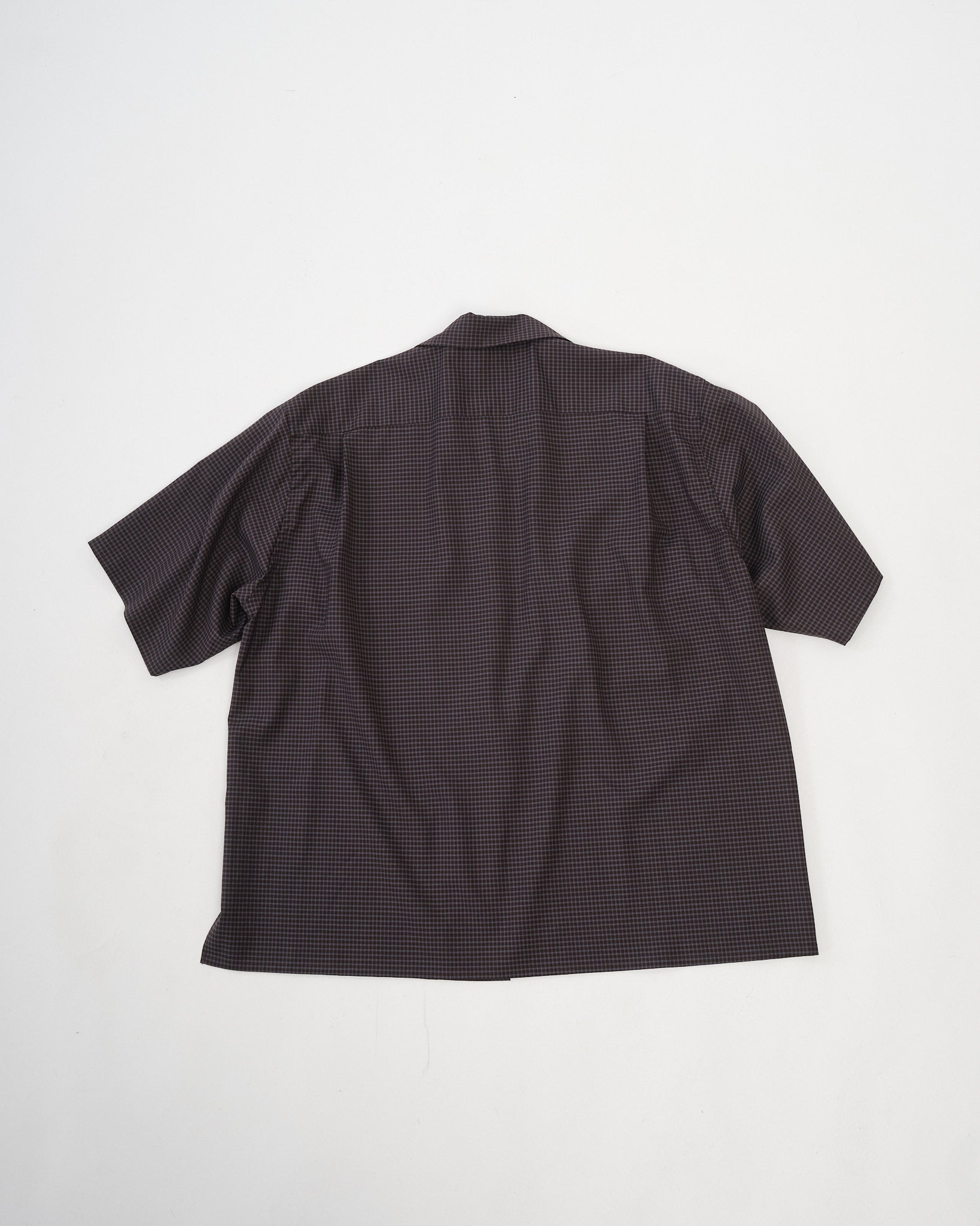 KAPTAIN SUNSHINE | Wool Open Collar SS Shirt Brown | MEADOW