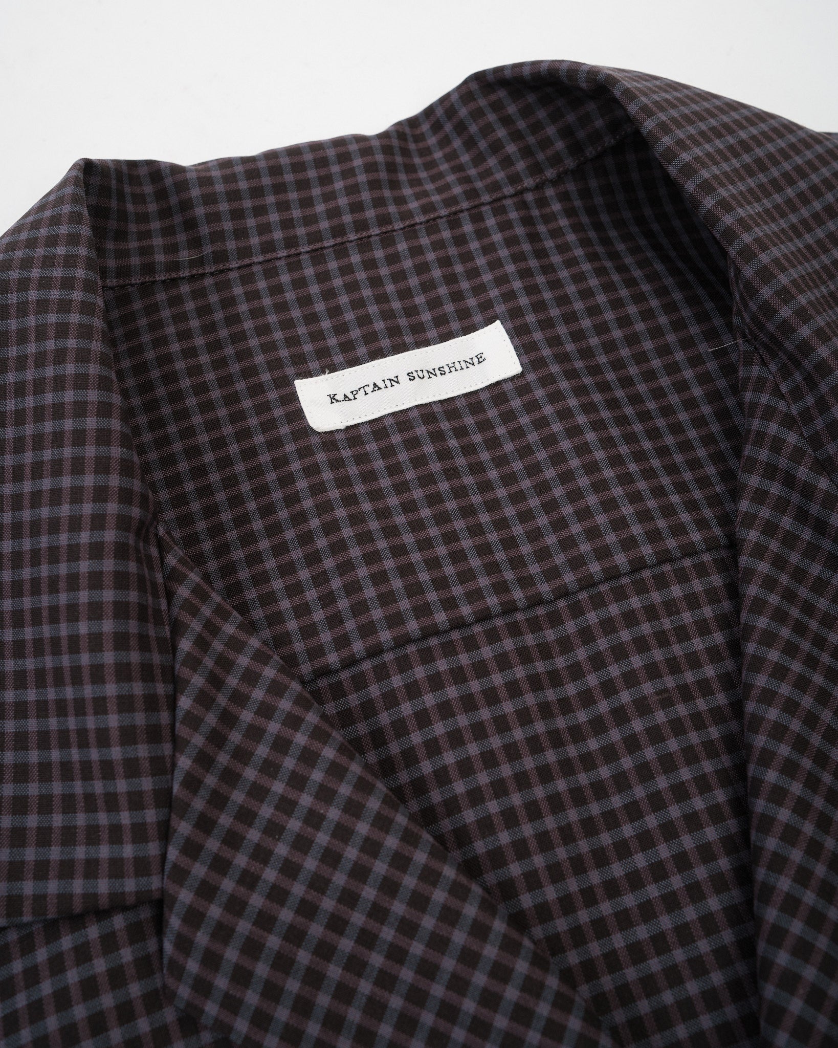 KAPTAIN SUNSHINE | Wool Open Collar SS Shirt Brown | MEADOW