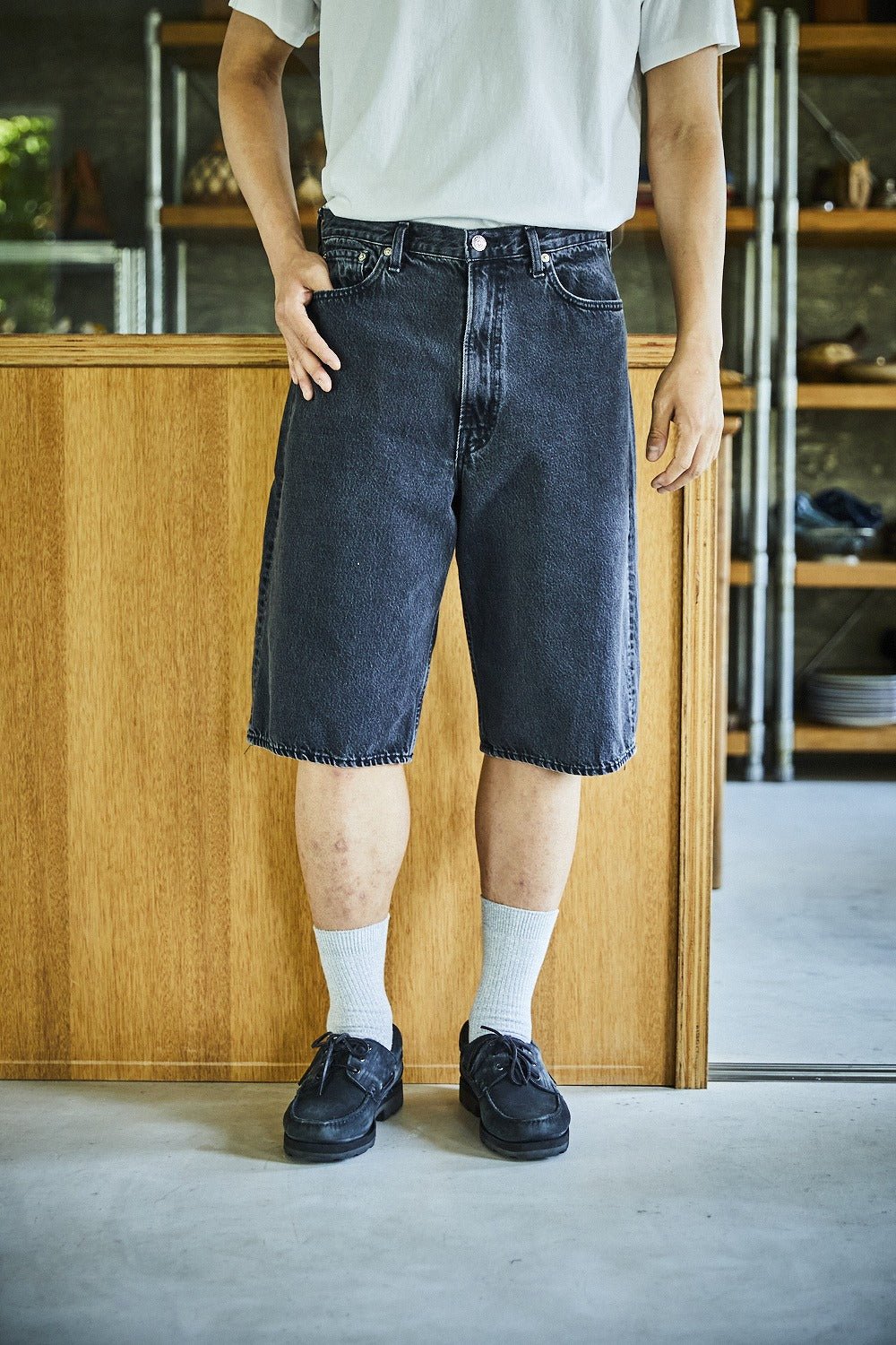 Super Dad's Fit Shorts Black Denim Stone