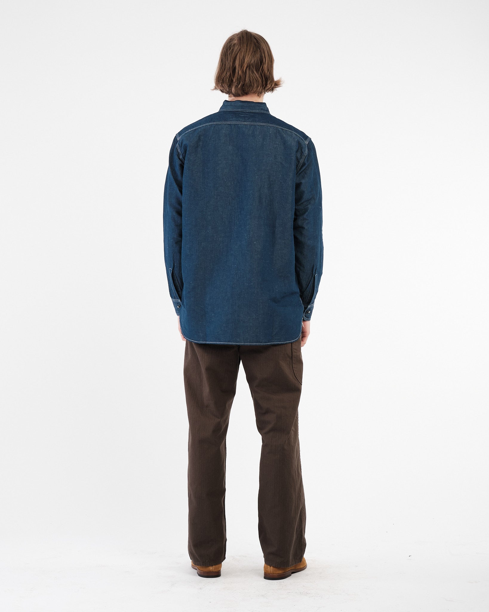 SUPIMA 100/2 Linen Dungaree Work Shirt by orSlow - Meadow