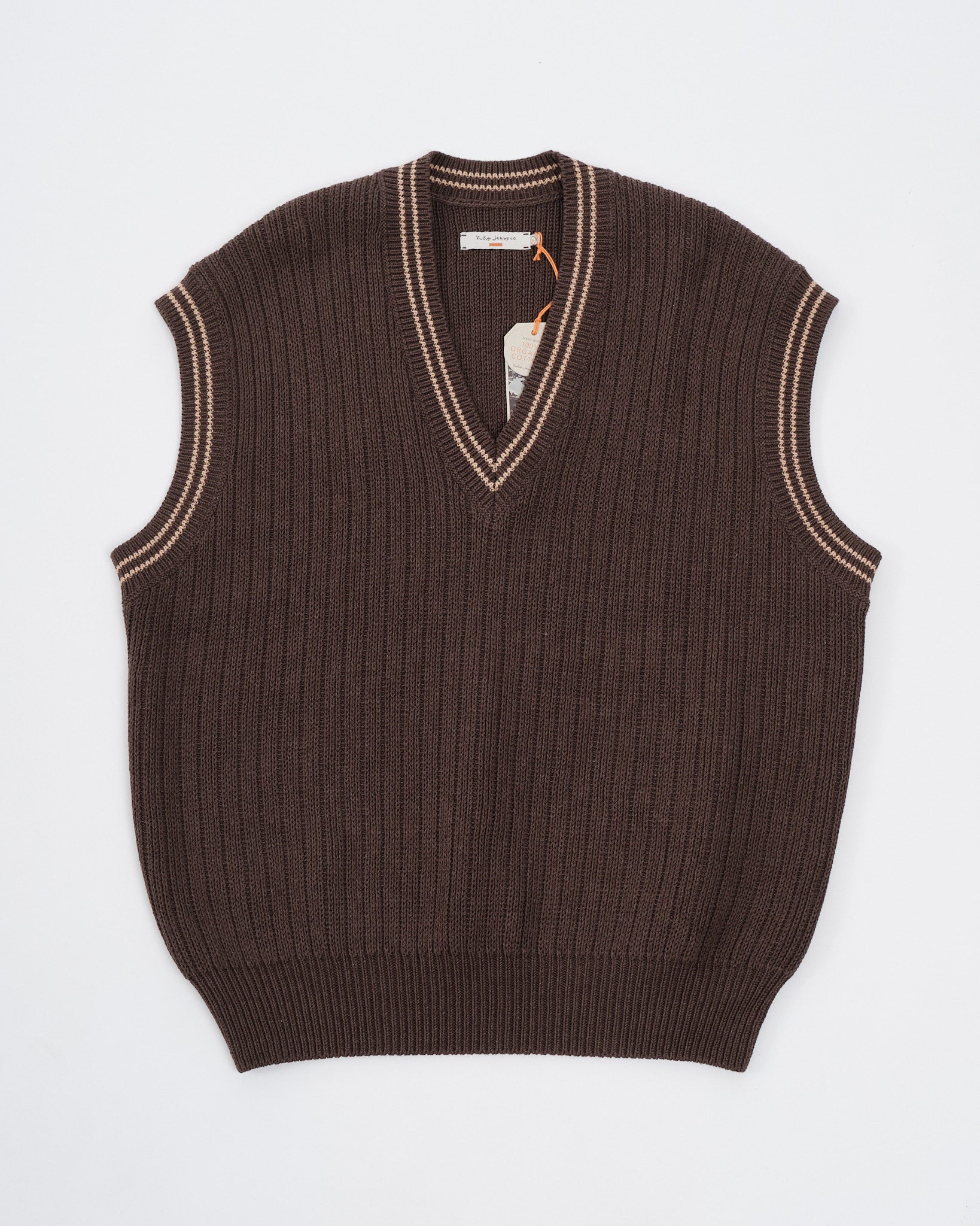 Sverre Knitted Vest Brownmelange by Nudie Jeans Co - Meadow