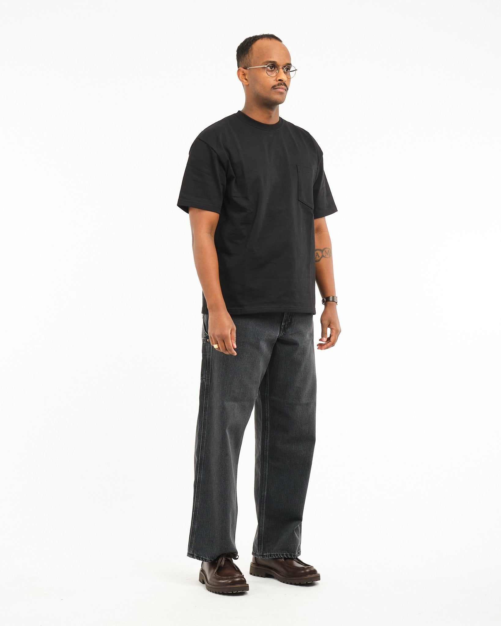 T-shirt With Pocket Black by orSlow - Meadow