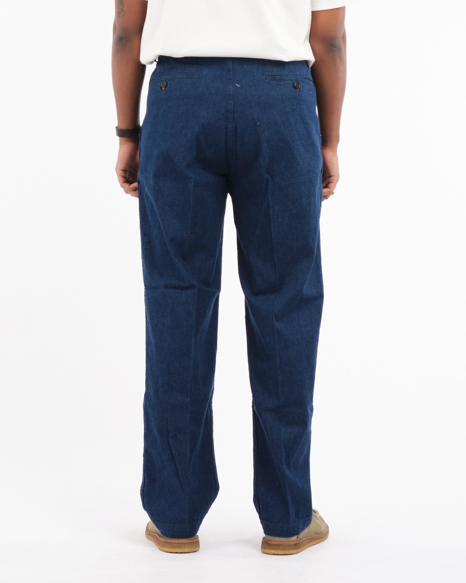 Two Tuck Wide Denim Trousers One Year Wash by orSlow - Meadow