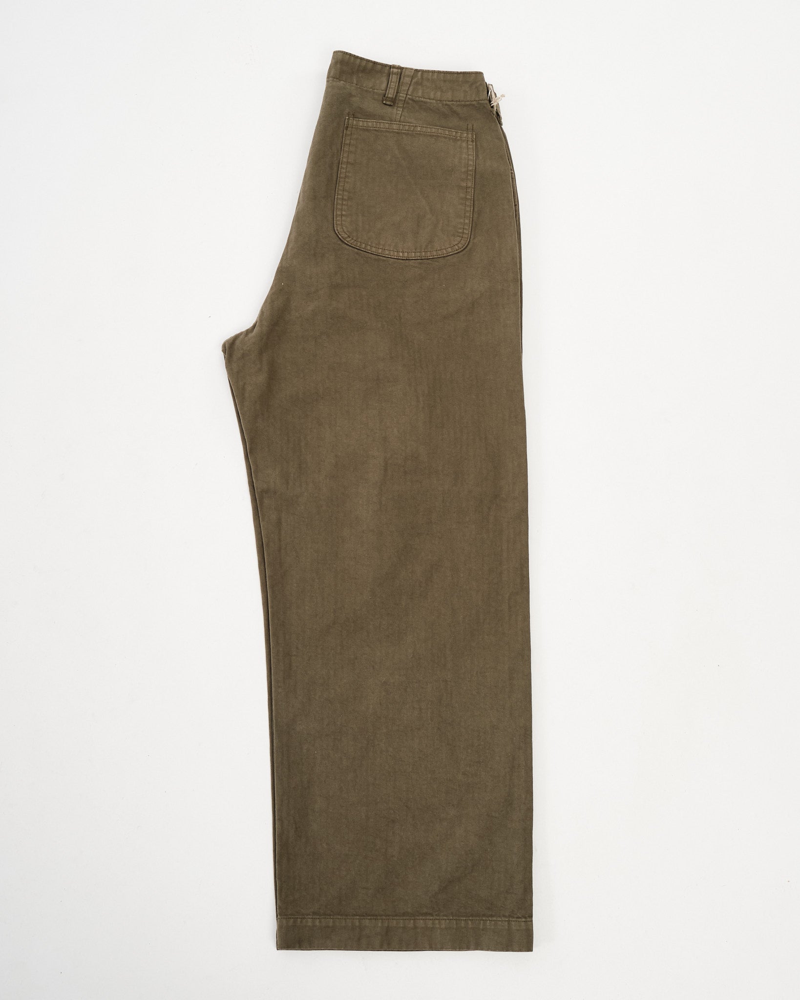 USMC Herringbone Wide Fit Utility Trousers Dark Olive by orSlow