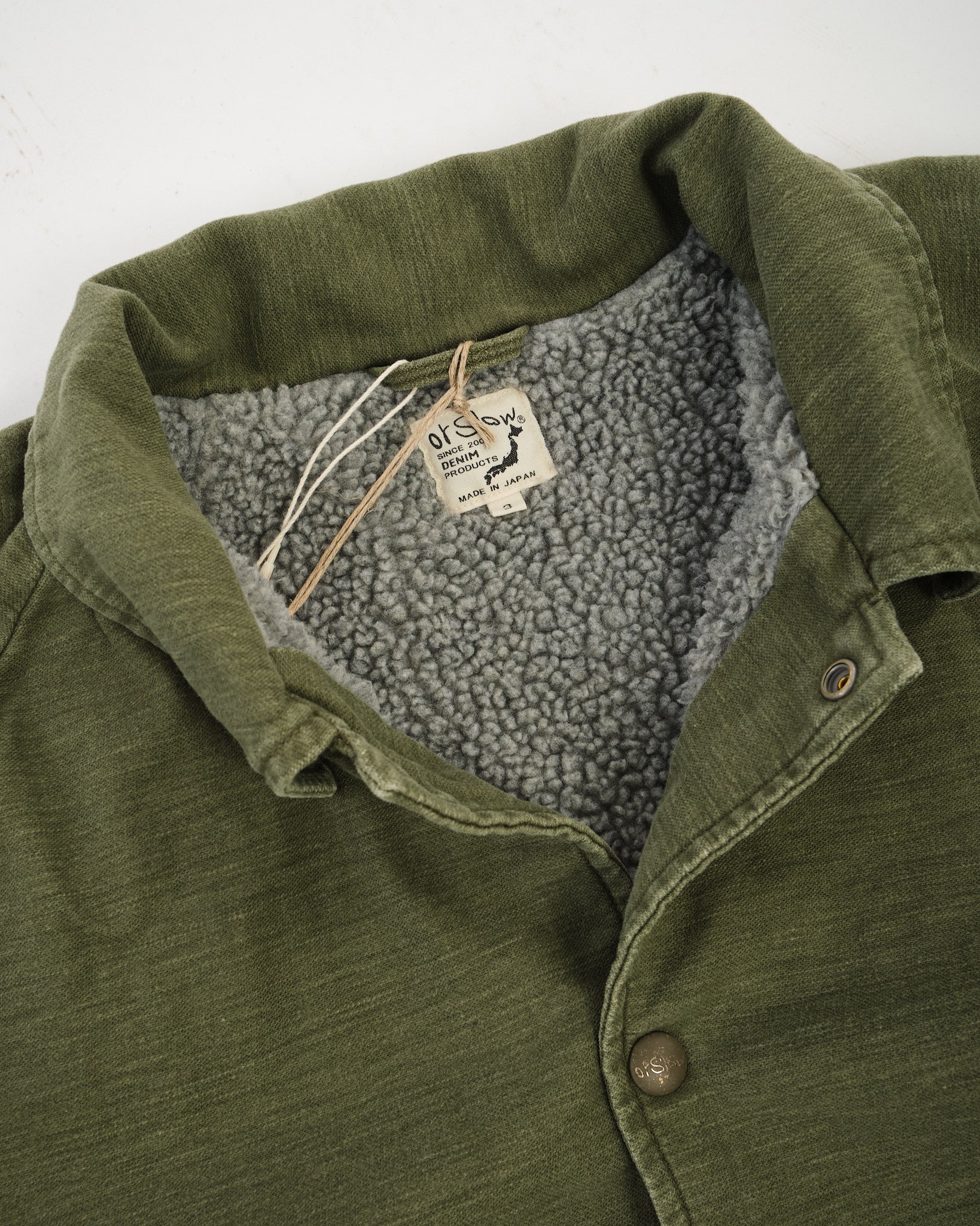 Vintage Washed Coach Jacket With Fleece Lining Dark Olive by