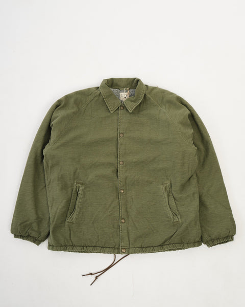Vintage Washed Coach Jacket With Fleece Lining Dark Olive by