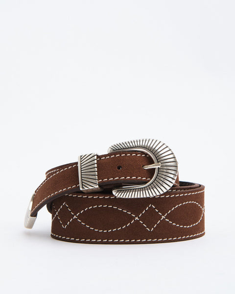 Western Ranch Suede Belt Toffee Brown by Nudie Jeans Co - Meadow display picture 3