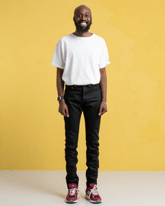 0405-B 15.7 oz Zimbabwe Cotton Black High Tapered Jeans from Momotaro Jeans - photo №2. New Jeans at meadowweb.com