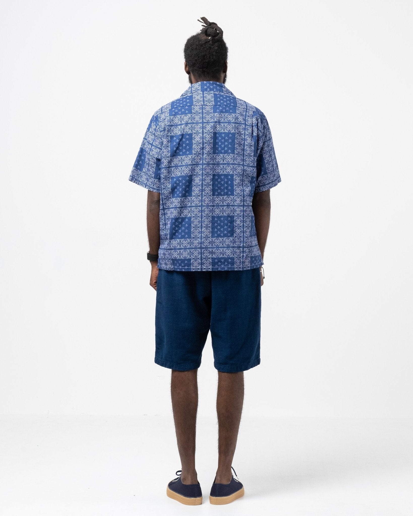 06-097 Bandanna Print Hawaiian Shirt Blue - Meadow