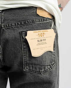 107 IVY FIT BLACK DENIM STONE WASH from orSlow - photo №9. New Jeans at meadowweb.com