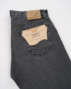 107 IVY FIT BLACK DENIM STONE WASH from orSlow - photo №11. New Jeans at meadowweb.com