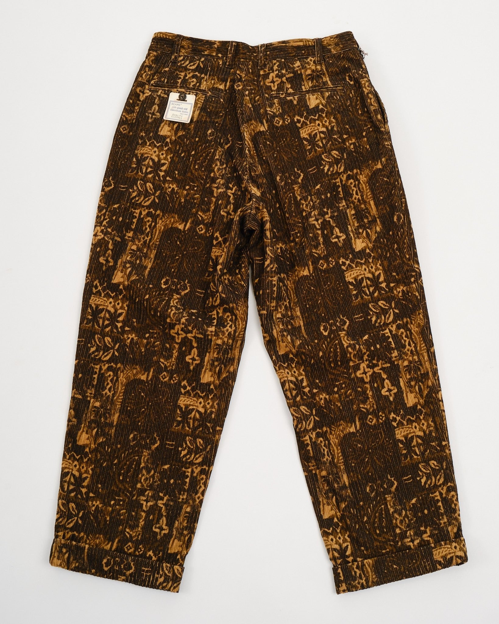 2 Pleats Trousers Corduroy Print Brown - Meadow
