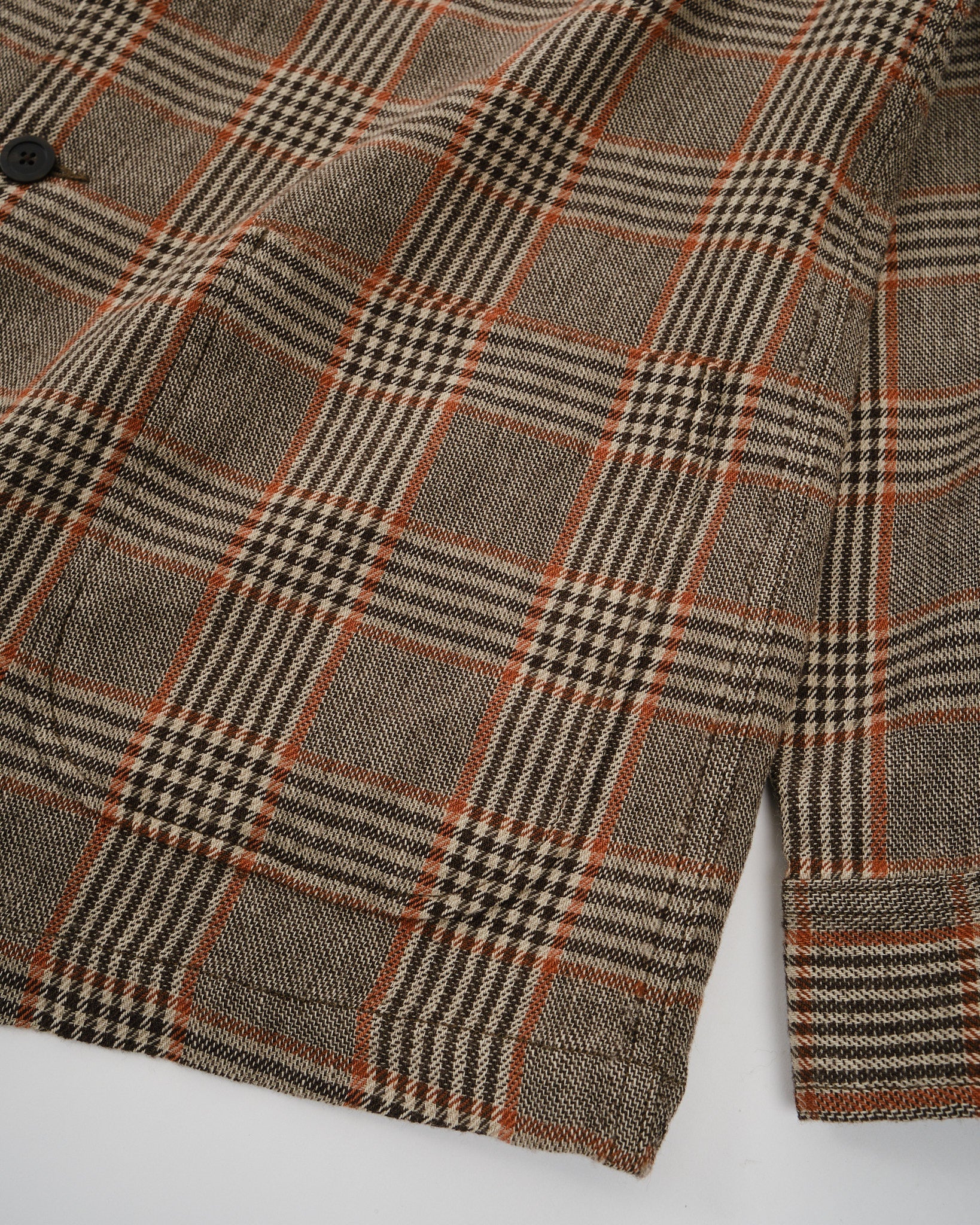 4B Cuffs Jacket Wool Linen Cotton Glen Plaid by Beams+ - Meadow
