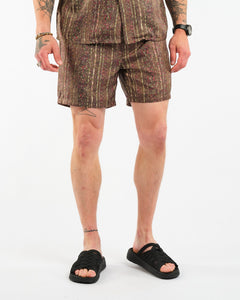 Beach Shorts Silk Batik Print Olive from Beams+ - photo №5. New Shorts at meadowweb.com
