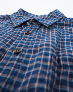 COTTON LINEN LOOSE FIT SHORT SLEEVE SHIRT INDIGO CHECK from orSlow - photo №4. New Shirts at meadowweb.com