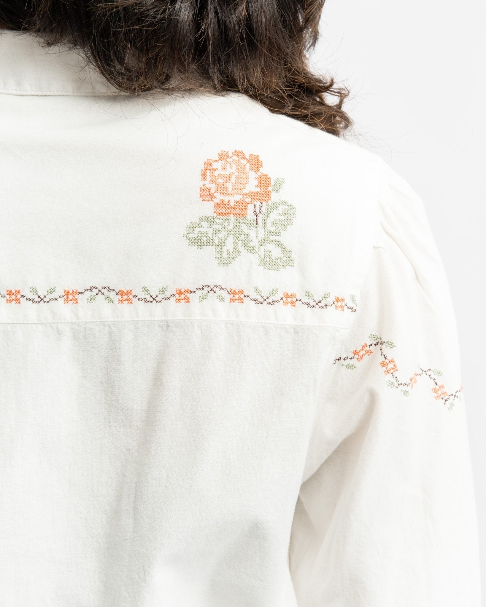 Edith Cross Stitch Blouse Off White - Meadow
