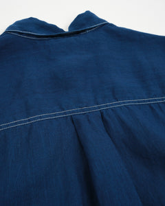 INDIGO LINEN LOOSE FIT SHORT SLEEVE SHIRT INDIGO from orSlow - photo №7. New Shirts at meadowweb.com