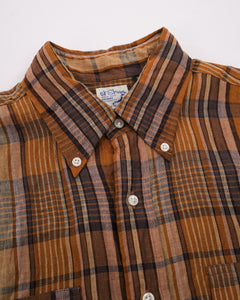 LINEN BUTTON DOWN SAFARI SHIRT ORANGE CHECK from orSlow - photo №3. New Shirts at meadowweb.com
