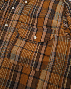 LINEN BUTTON DOWN SAFARI SHIRT ORANGE CHECK from orSlow - photo №4. New Shirts at meadowweb.com