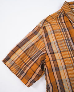 LINEN LOOSE FIT SHORT SLEEVE SHIRT ORANGE CHECK from orSlow - photo №4. New Shirts at meadowweb.com