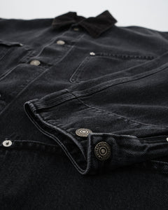 LOOSE FIT COVERALL BLACK DENIM STONE from orSlow - photo №7. New Jackets at meadowweb.com