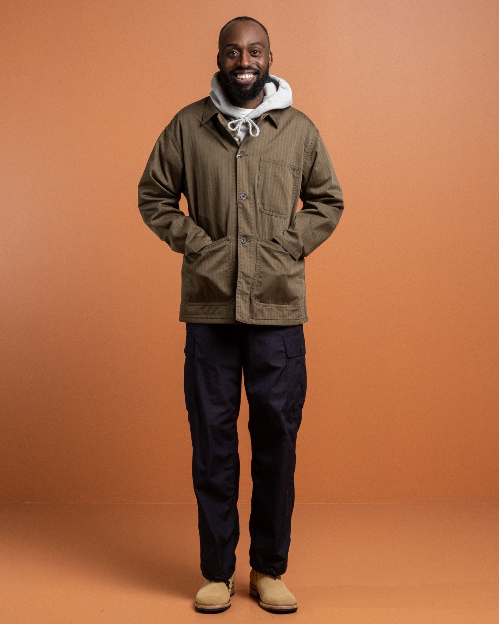 MIL Chore Jacket Supima Herringbone Olive by Beams+ - Meadow