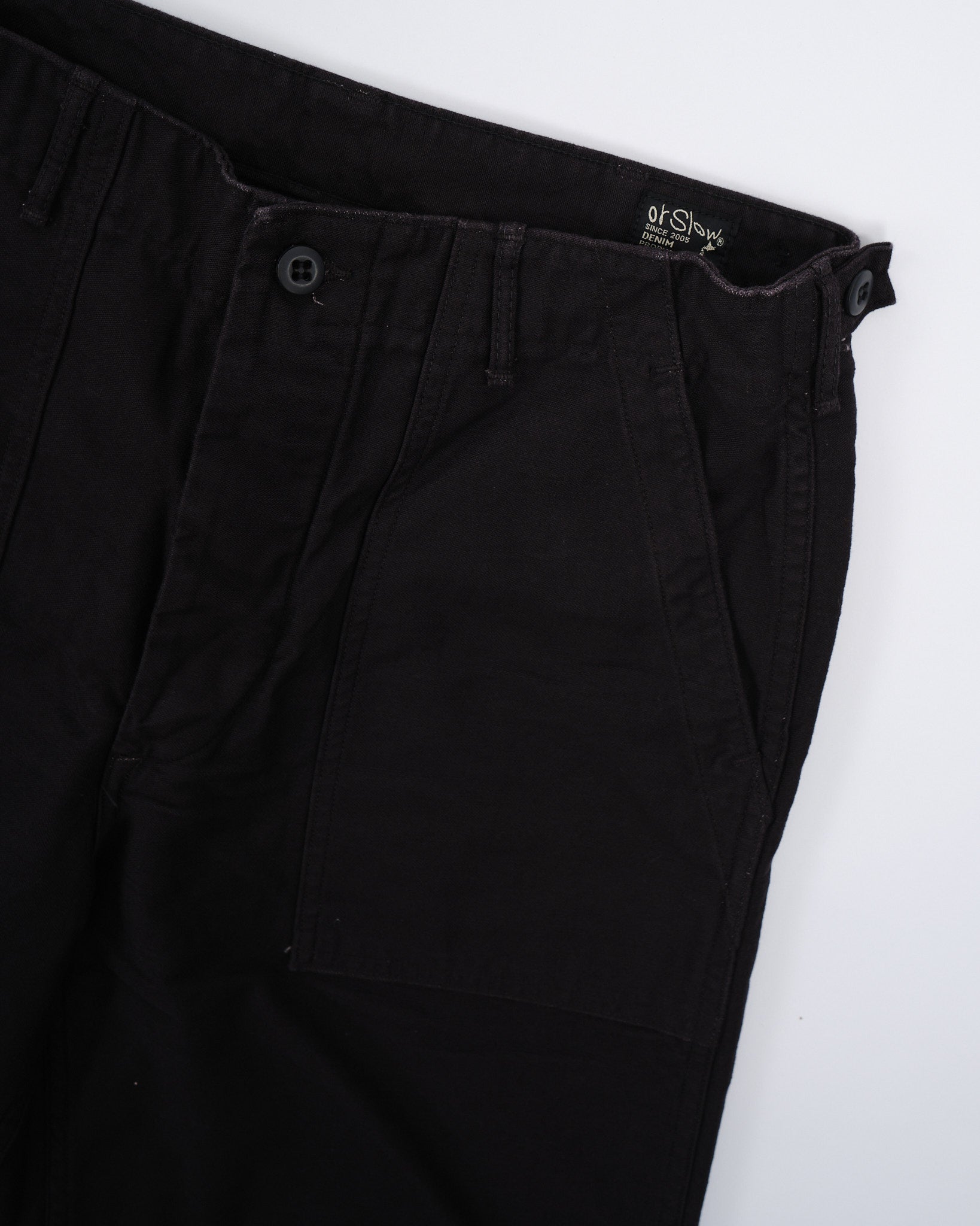 Slim Fit Fatigue Pants Black by orSlow - Meadow