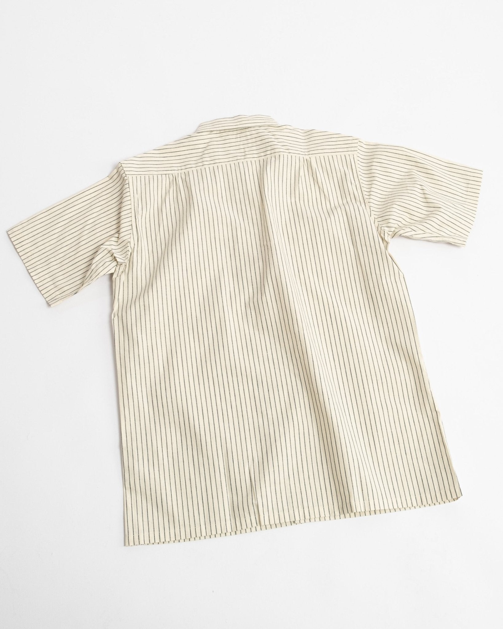 S/S Open Collar Shirt Ecru Stripe - Meadow