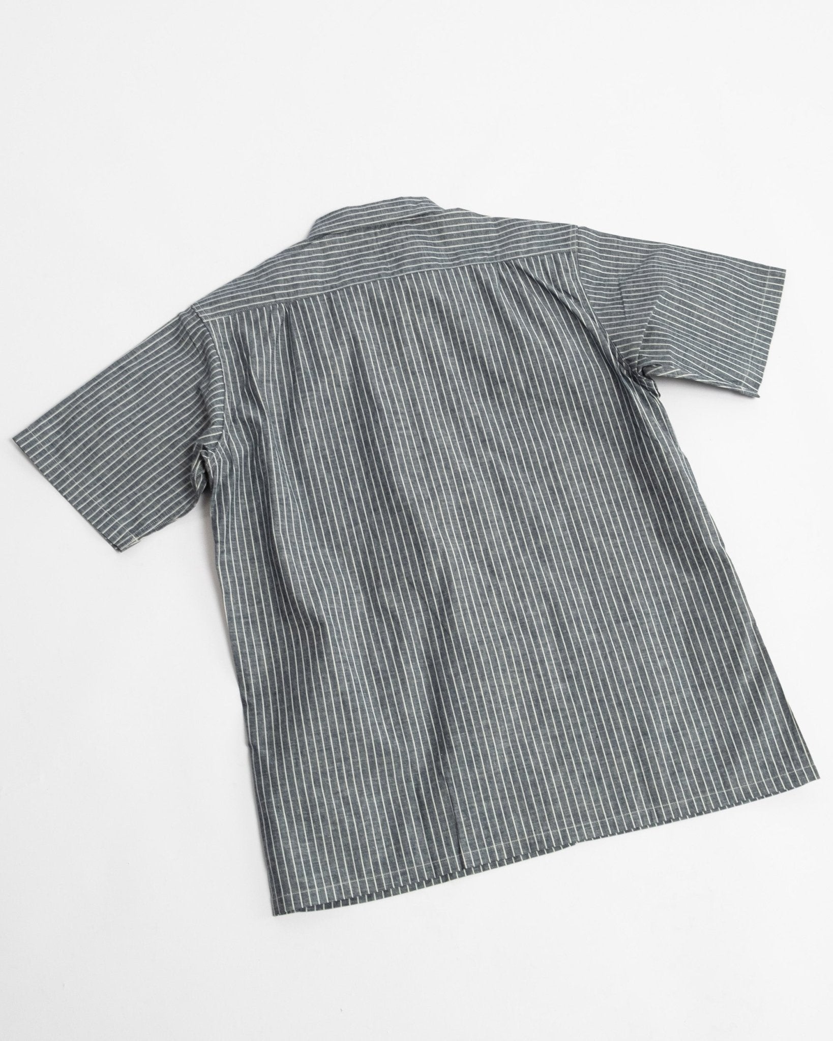 S/S Open Collar Shirt Indigo Stripe - Meadow