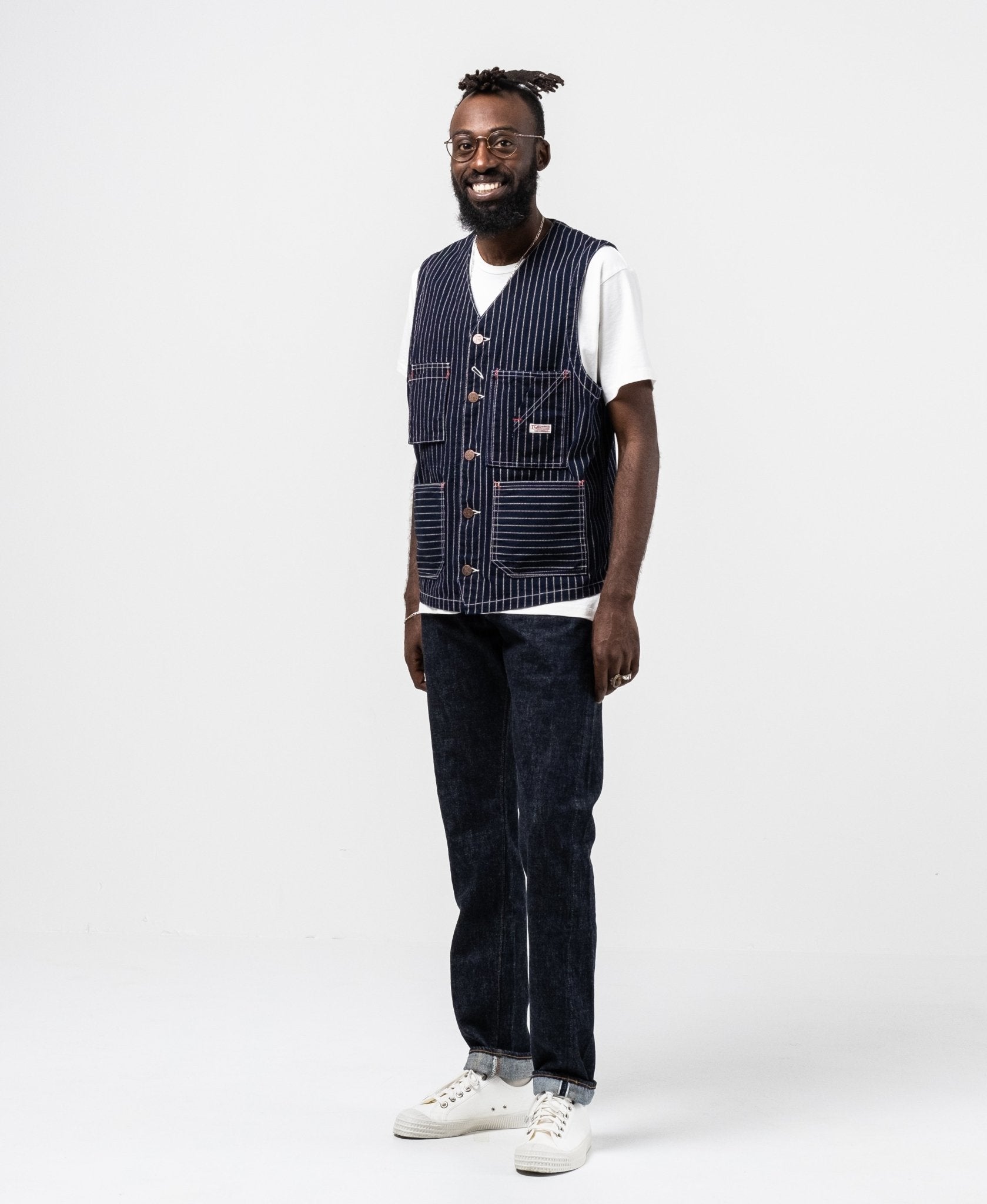 【TCB jeans】 Tabby's vest 38 ベスト ウォバッシュ Tabbys Vest Blue Wabash by TCB - Meadow