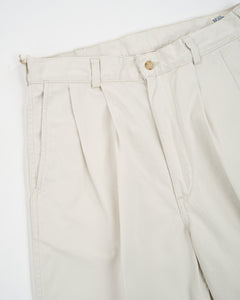 TWO TUCK WIDE TROUSERS IVORY from orSlow - photo №5. New Trousers at meadowweb.com