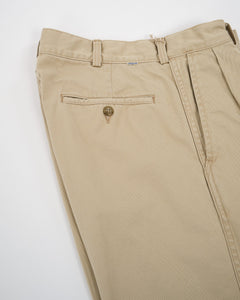 TWO TUCK WIDE TROUSERS KHAKI from orSlow - photo №3. New Trousers at meadowweb.com