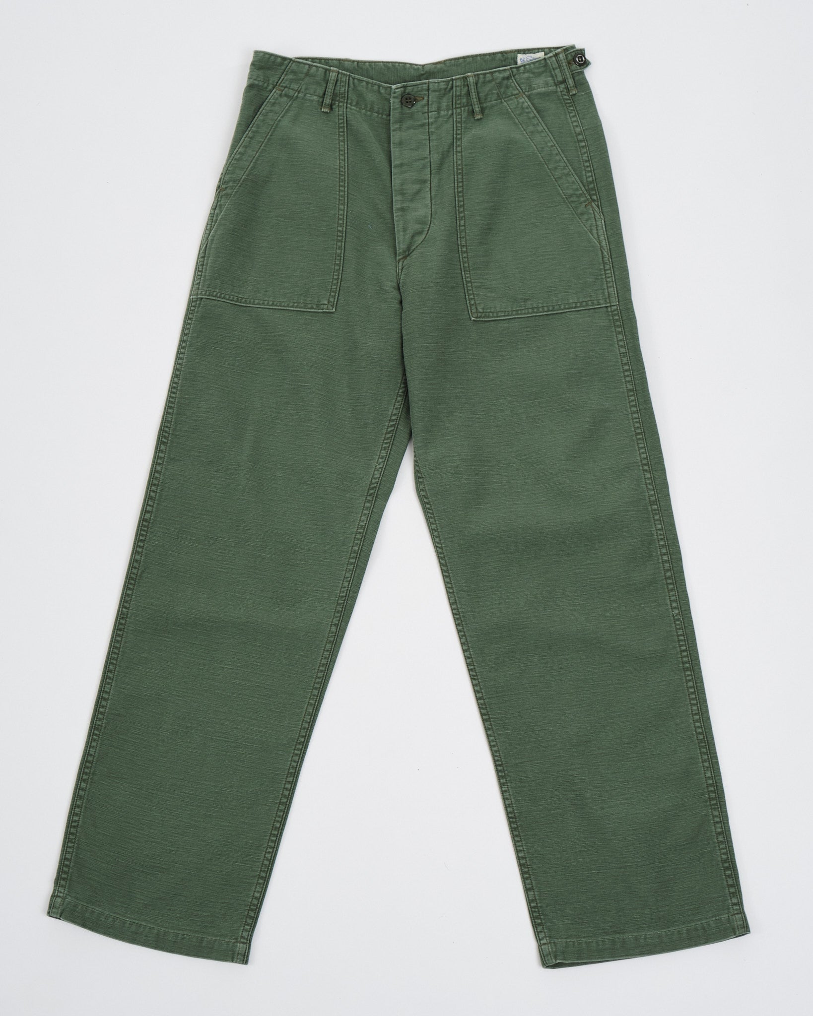 US ARMY FATIGUE PANTS GREEN USED WASH REGULAR FIT - Meadow