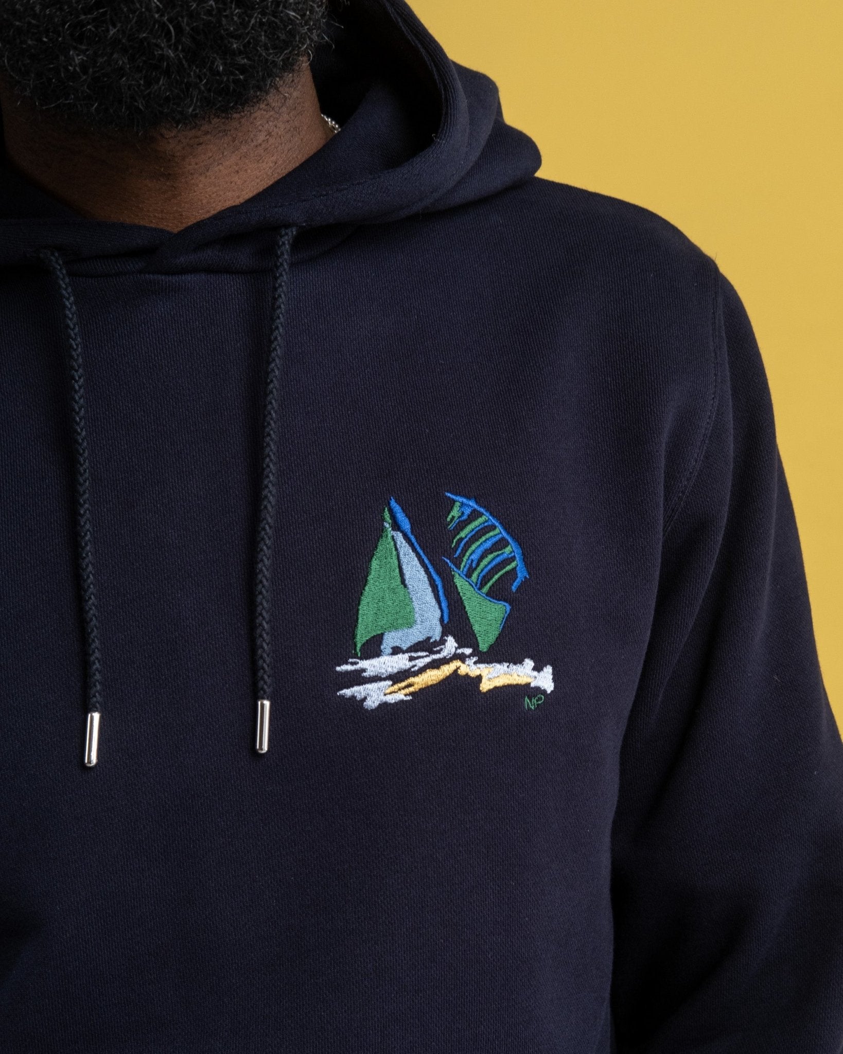 Vagn Hood Boat Embroidery Dark Navy - Meadow