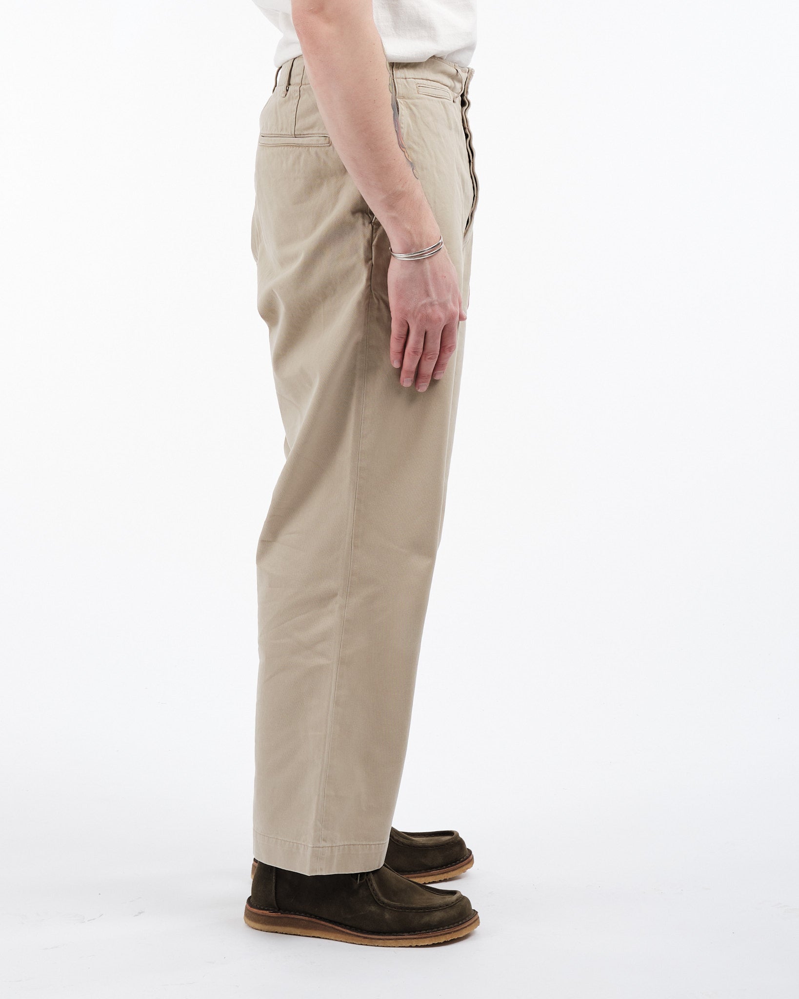 VINTAGE FIT ARMY TROUSERS KHAKI STONE WASH - Meadow