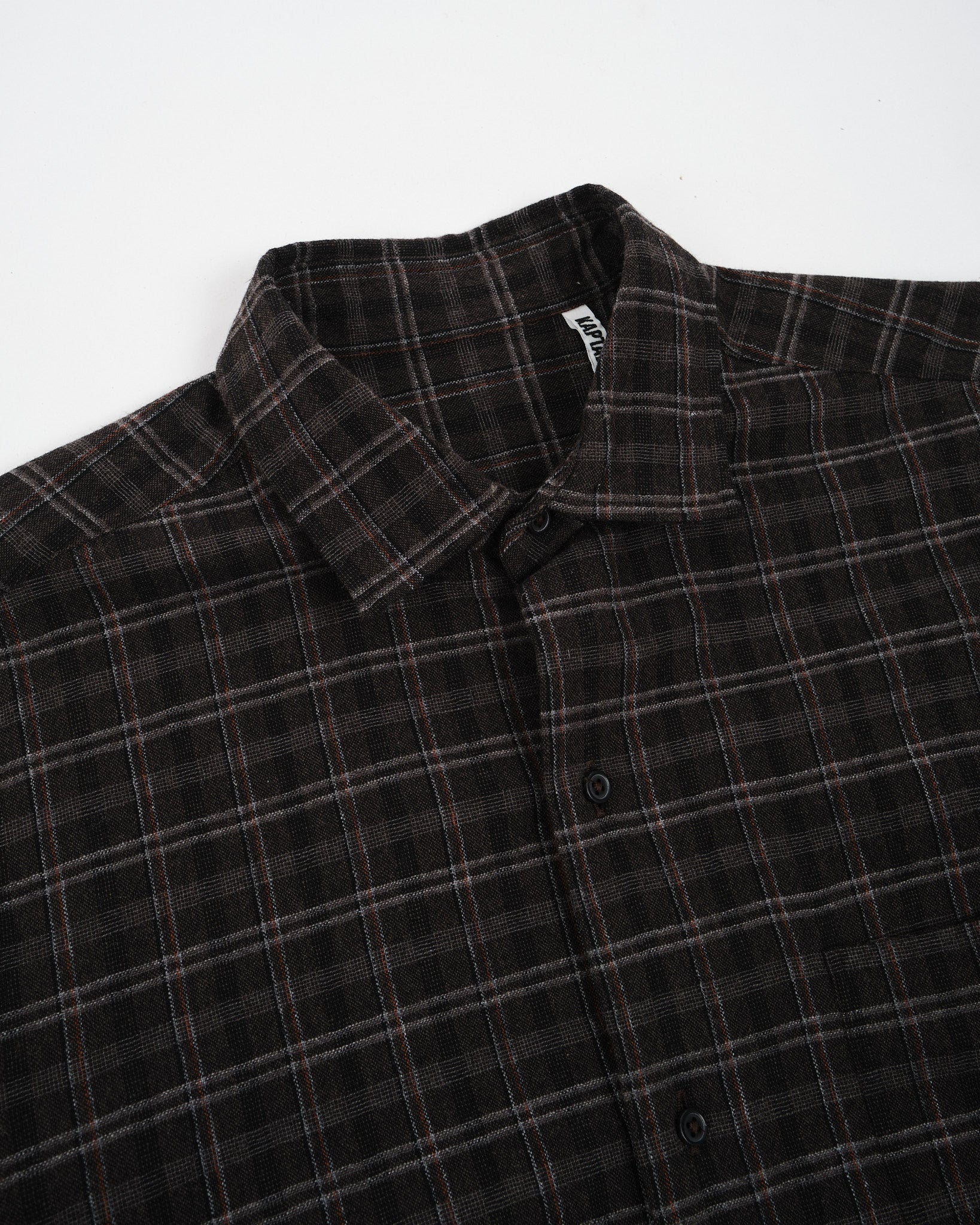 Kaptain Sunshine Woolplaid Semi Spread Collar Shirt Brown
