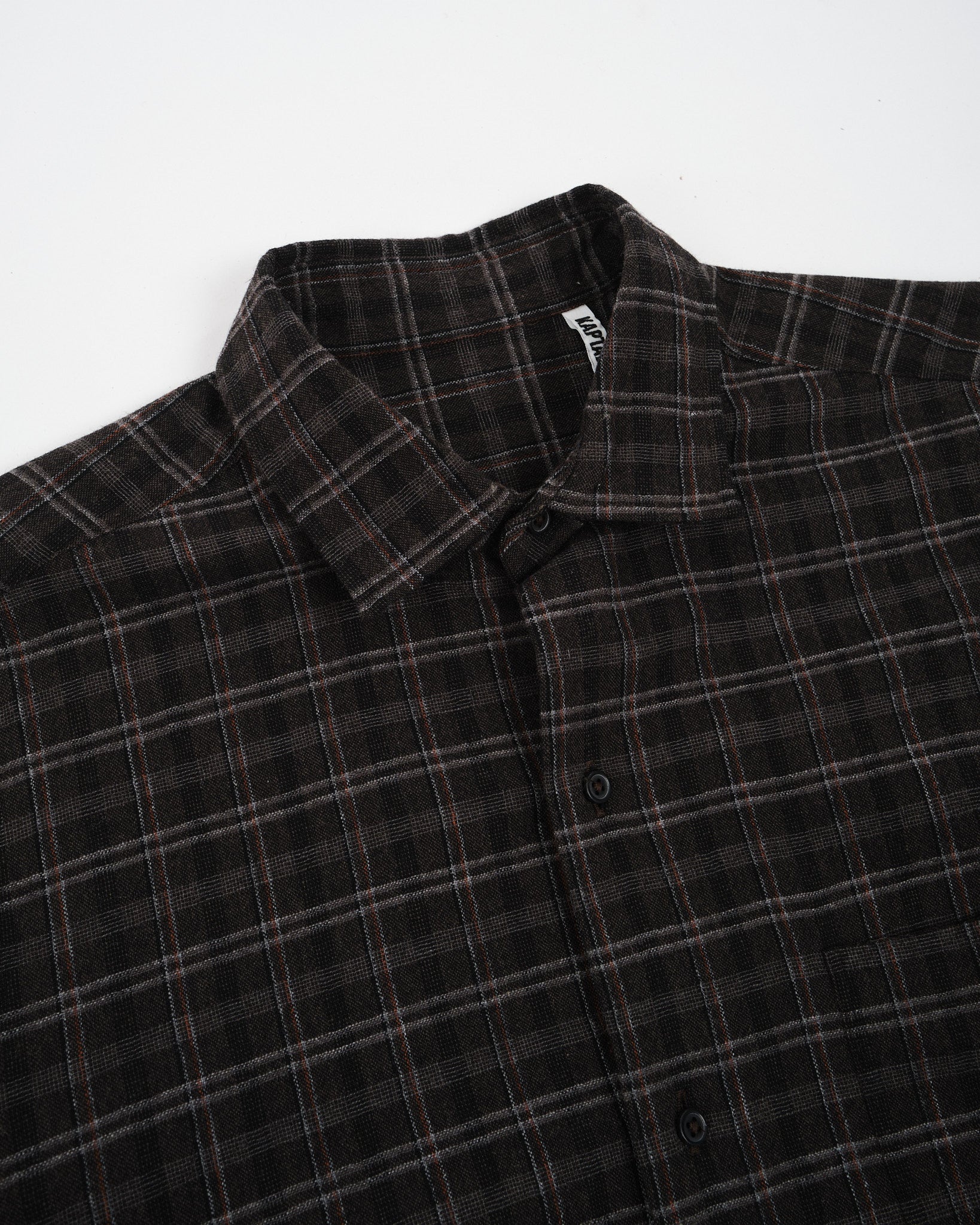 Woolplaid Semi Spread Collar Shirt Brown - Meadow
